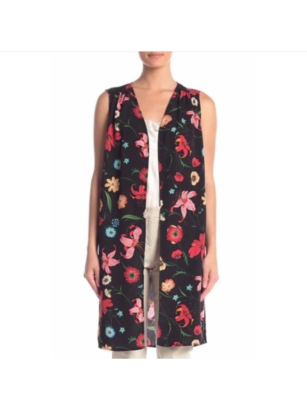 PLEIONE FLORAL Open Cradigan Vest Duster